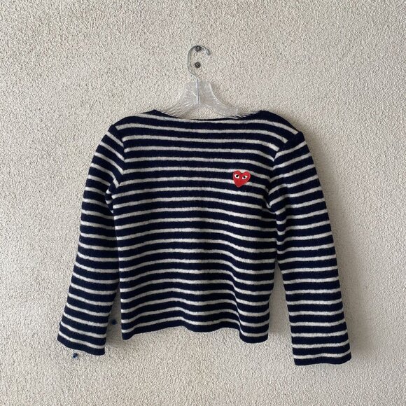 Comme Des Garcons Play Womens Top Blue Wool Striped Sweater Size Medium - Picture 1 of 11
